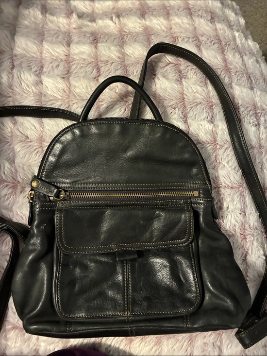 Fossil Handbags - Vintage Fossil Black Leather Backpack
